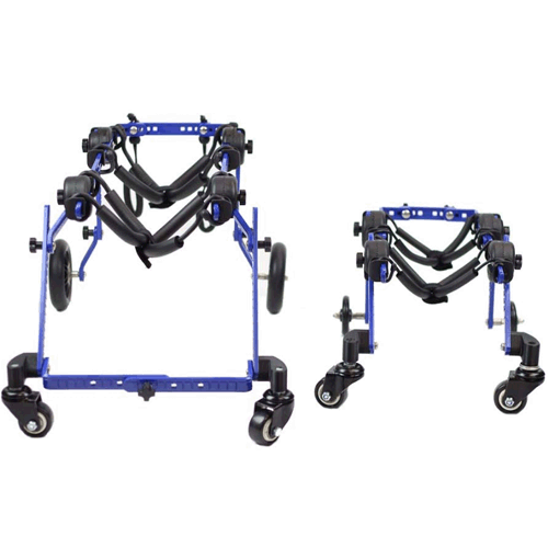 Use Walkin' Wheels Dog Wheelchair Mini with or without front support wheels