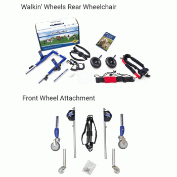 What you get with your Walkin' Wheels 4-Wheel Full Support Dog Wheelchair