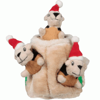 Festive Hide a Squirrel Plush Dog Toy by Outward Hound