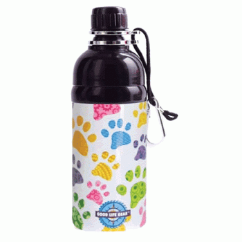 Good Life Gear Stainless Steel Pet Water Bottle Puppy Paws
